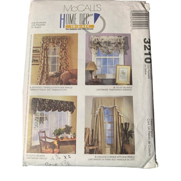 McCall's Home Dec In-A-Sec 3210 Sewing Pattern For Window Valances One Size uncu - Picture 1 of 2